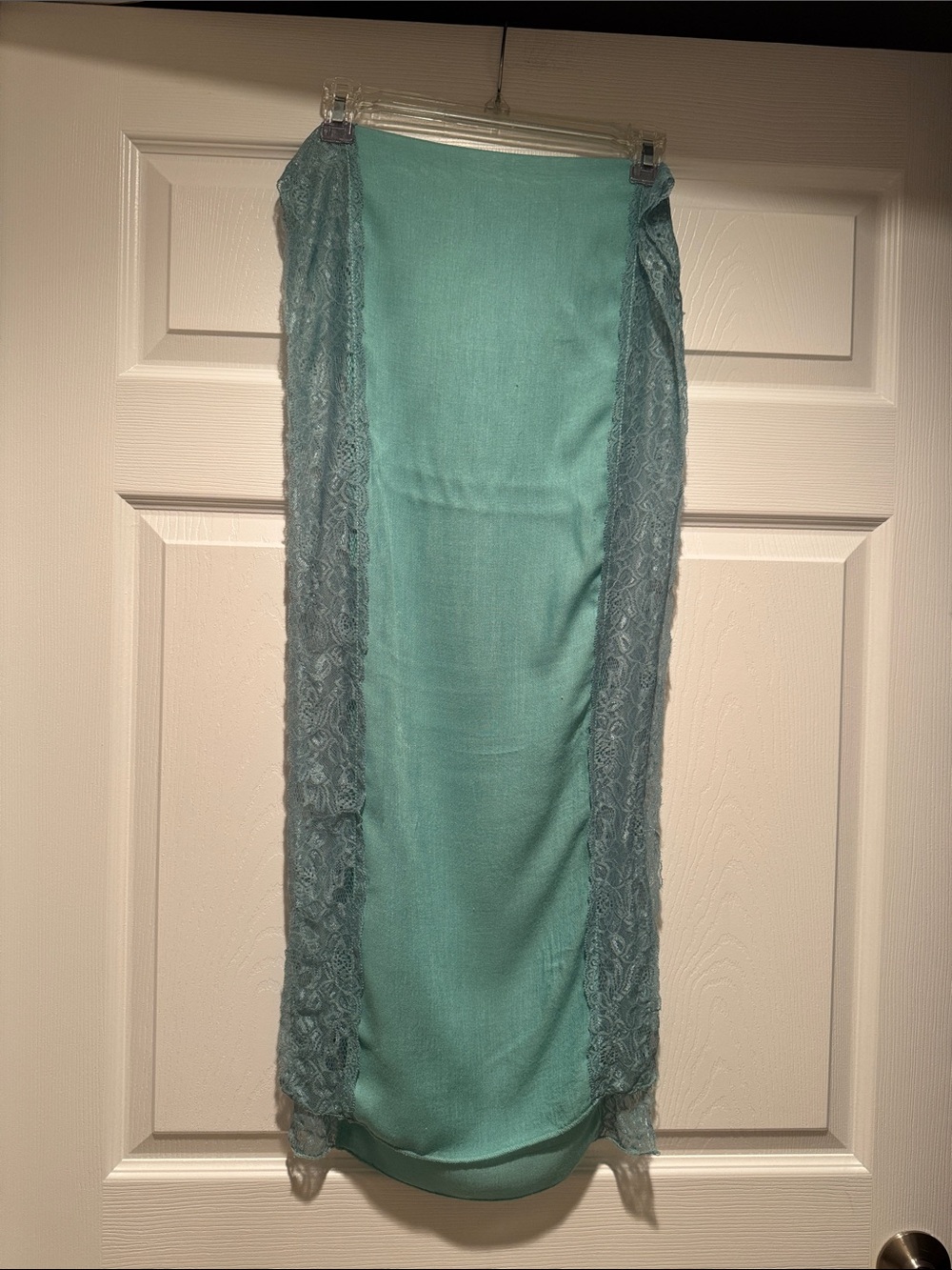 Aqua Lace-Trim Scarf